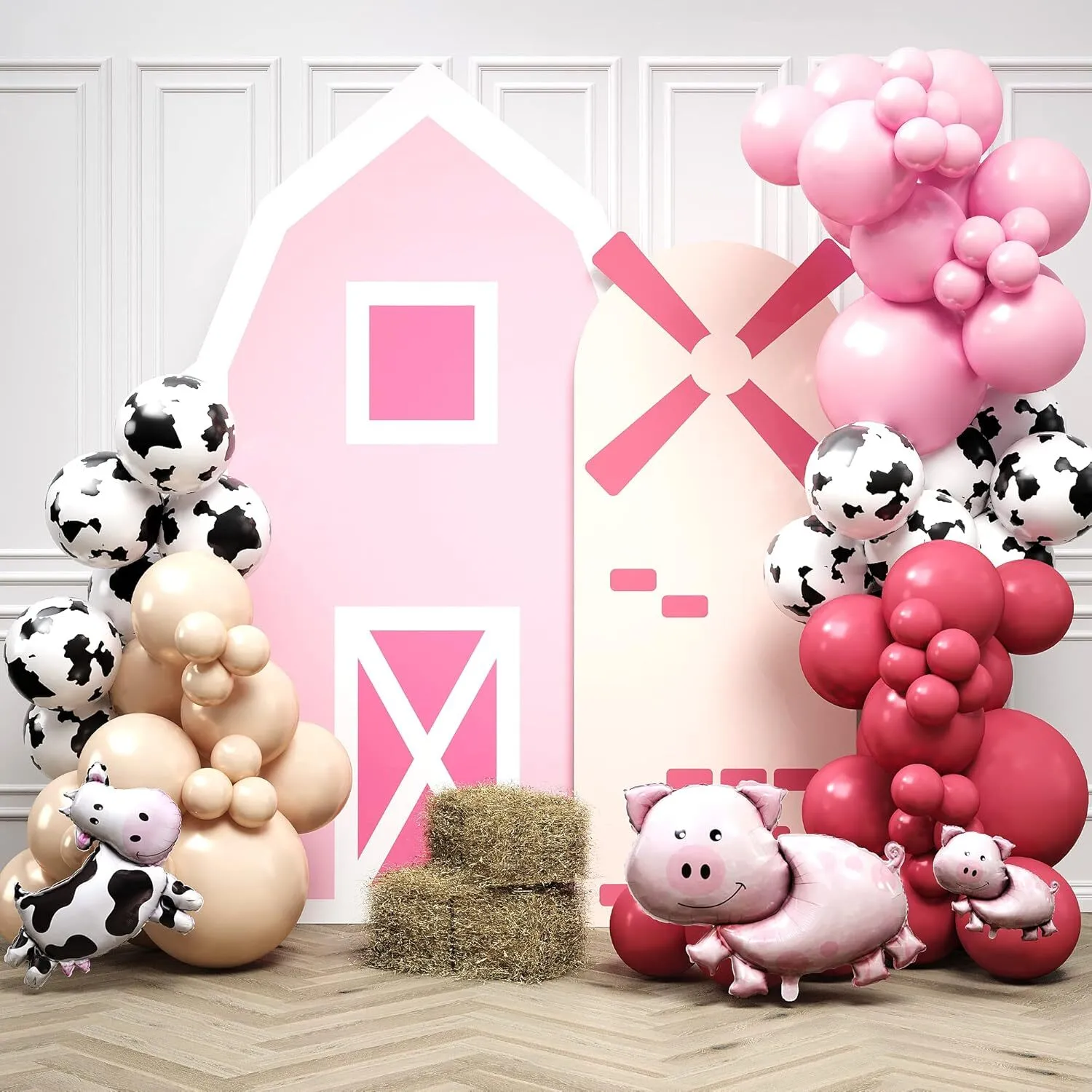  Grab and Go Balloon Garland Only - Pink Dusty Fushia Cowprint Tan 