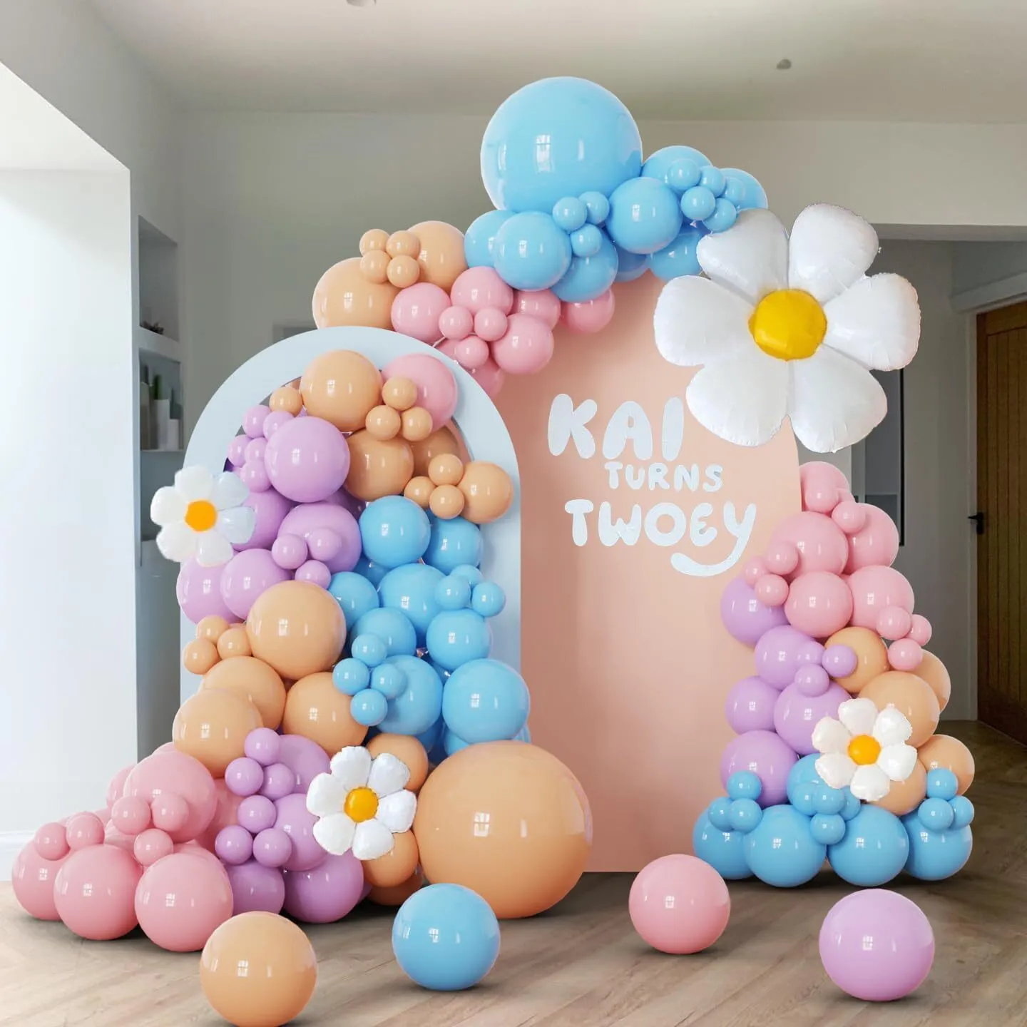Blue Peach Balloon Garland  Premade Grab and Go Balloon Garland Only– Ready-To-Use Balloon Decor for Atlanta Events, Birthdays, Baby Showers & Weddings