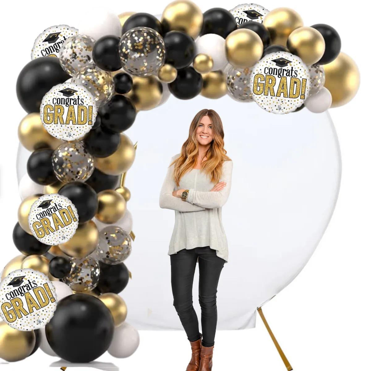 Party Rental Balloon Arch Styling with Round Arch Backdrop  - 3Day Rental Graduation 