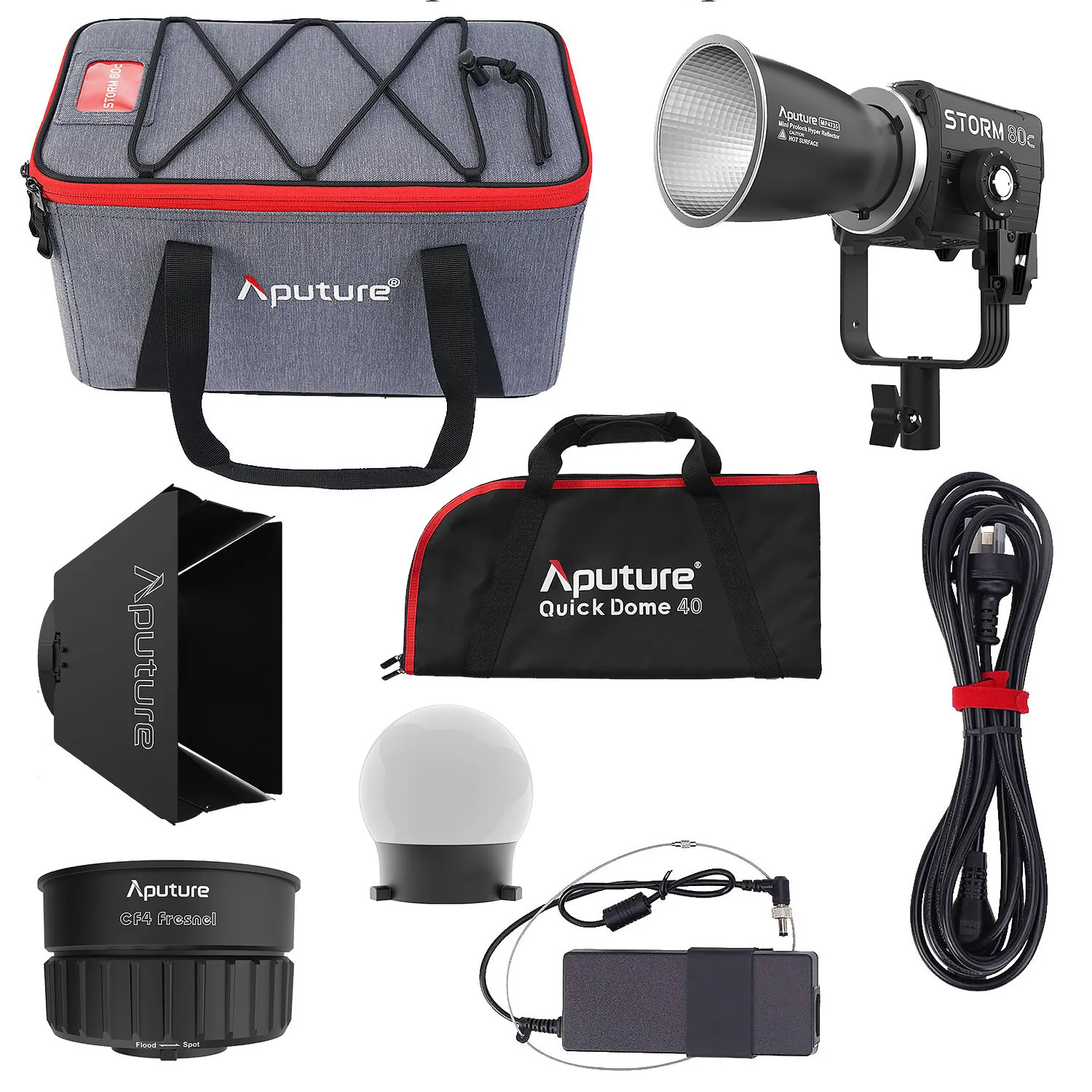 Aputure 80c Monolight Kit with Fresnel & Barndoor & Dome 40 Softbox