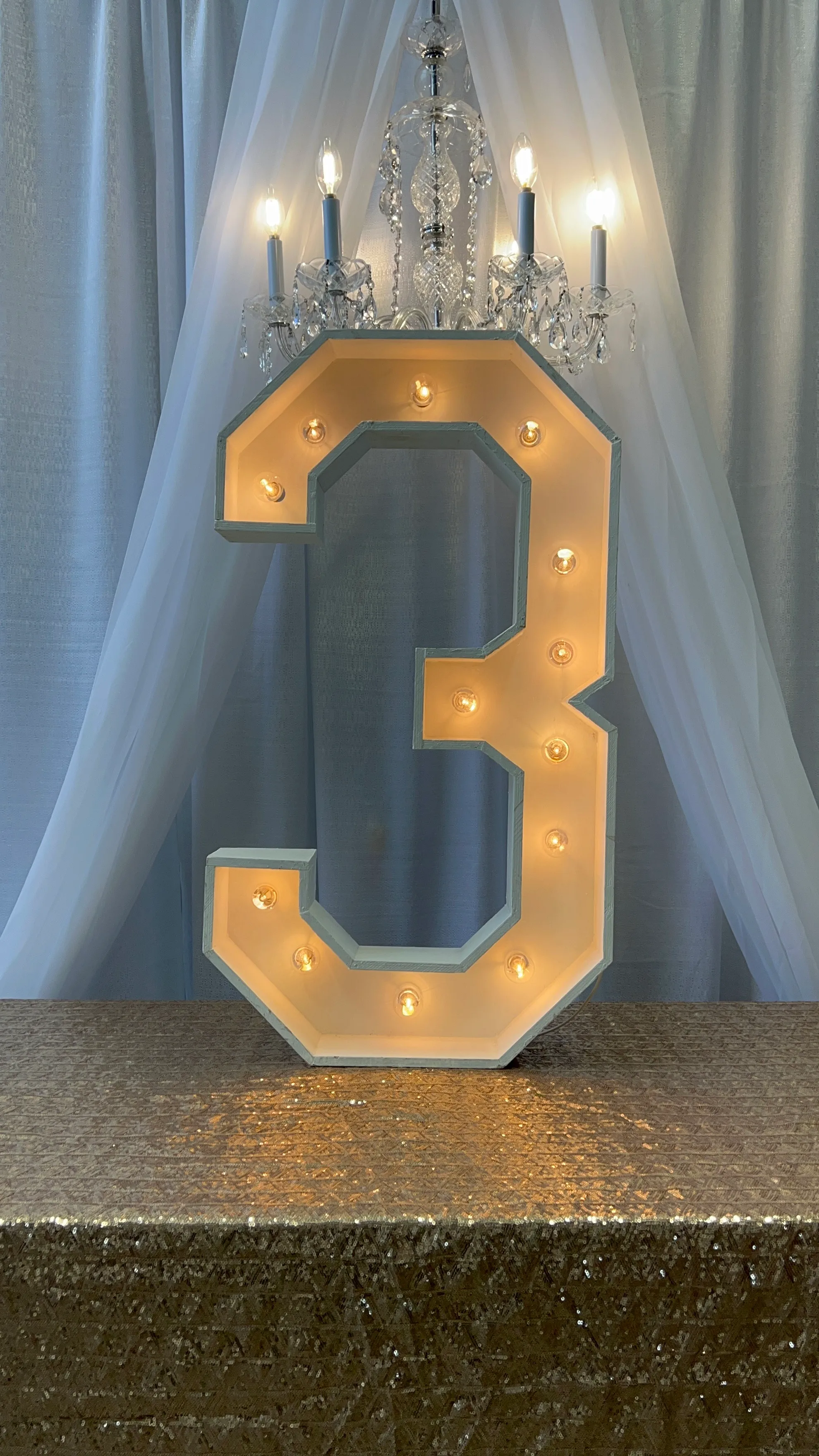 36 Inch Lighted Marquee Number 3