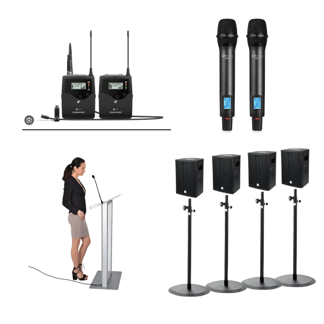250 People Conference AV Audio Package - Lectern Mic and 4 Wireless Microphones