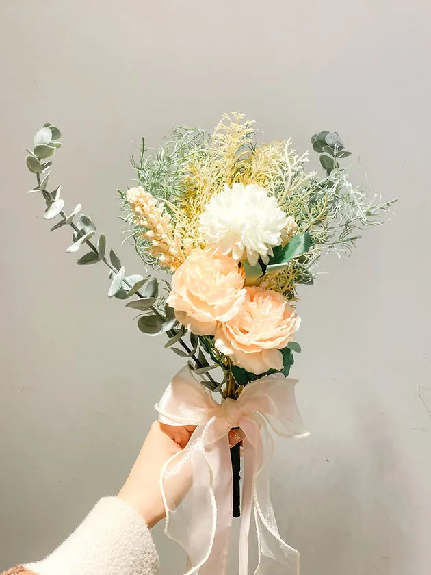 粉橙白牡丹芒草椅花 (18)