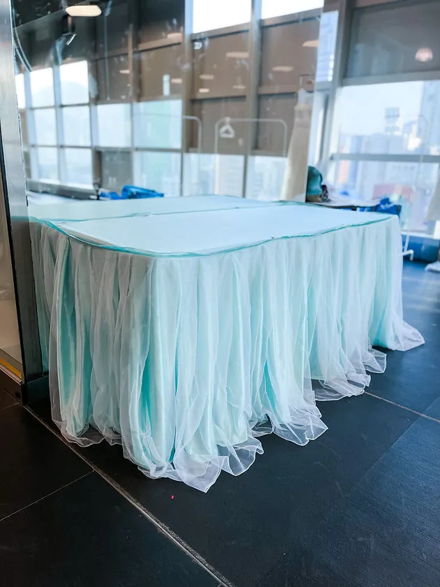 Tiffany Blue桌圍紗布連枱面布