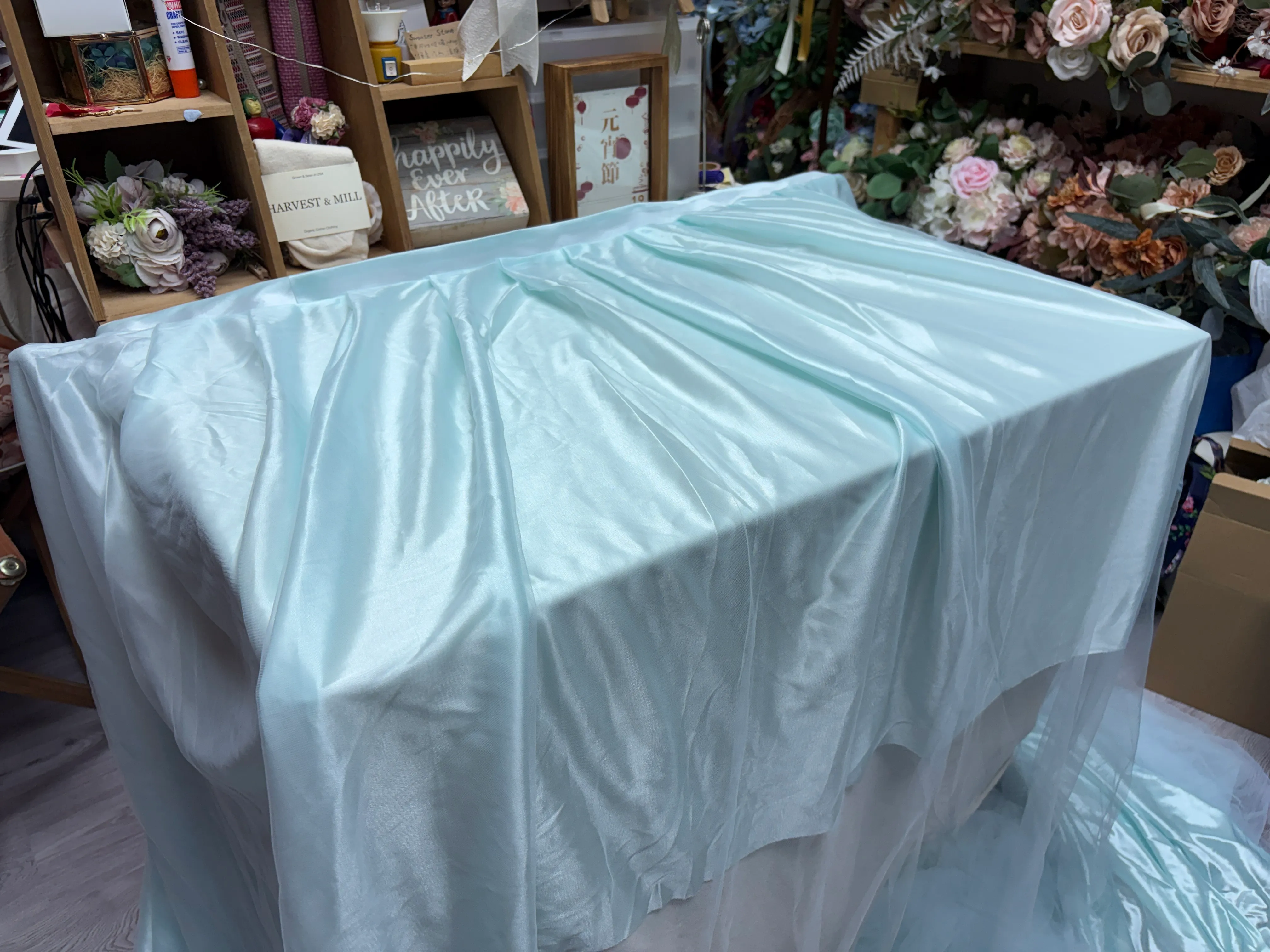 淺 Tiffany Blue桌圍紗布 (2)