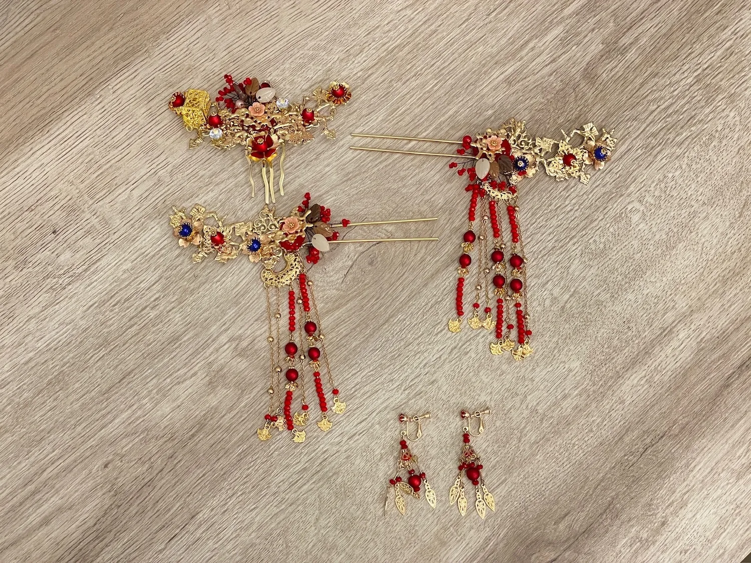 中式出門頭飾連耳環套裝 35