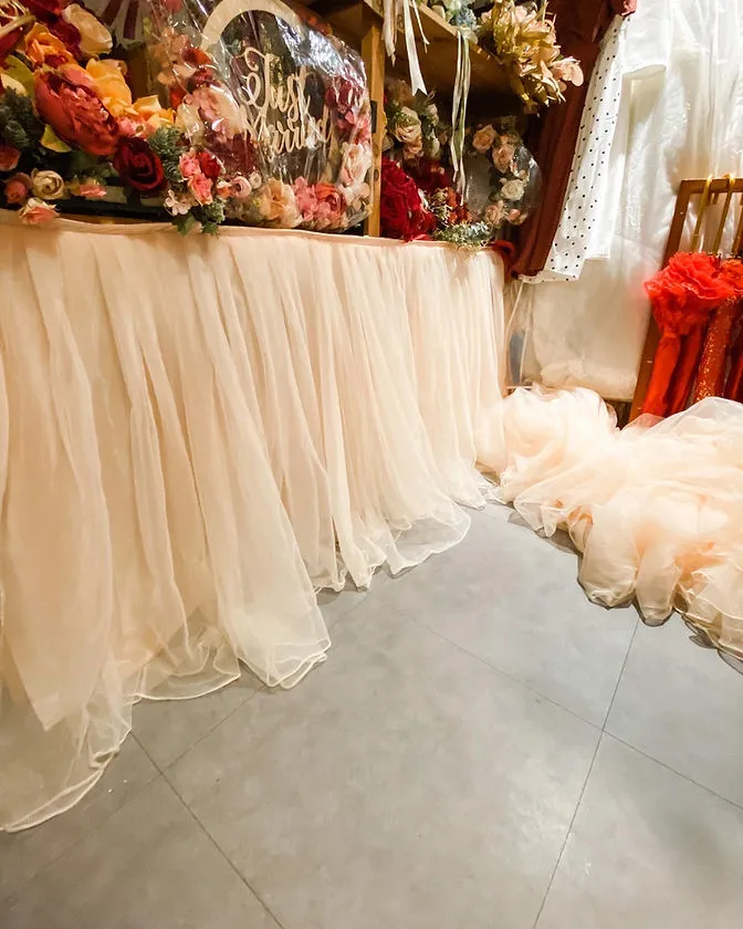 粉橙色桌圍紗布