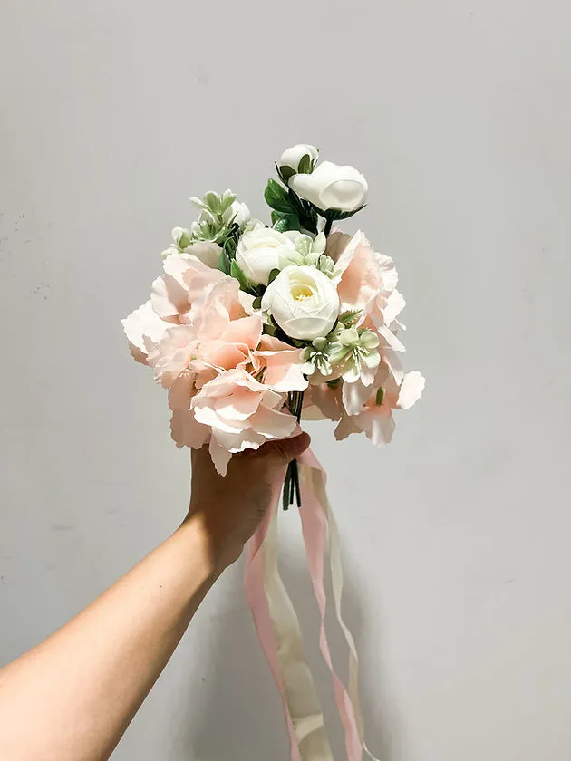 粉紅繡球花絲帶椅花 (4)