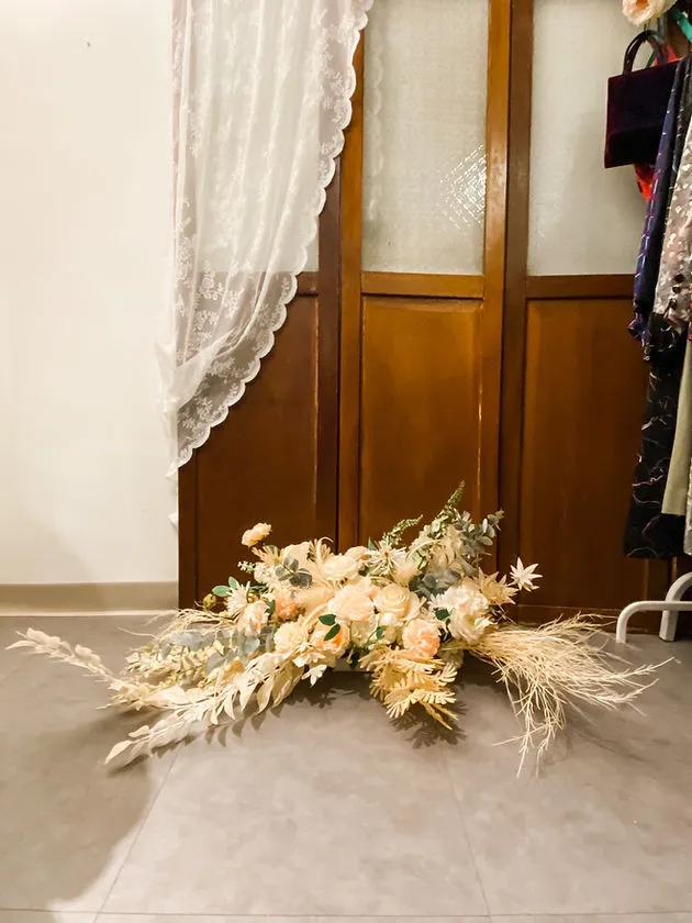 米橙色絲花地花 (2)