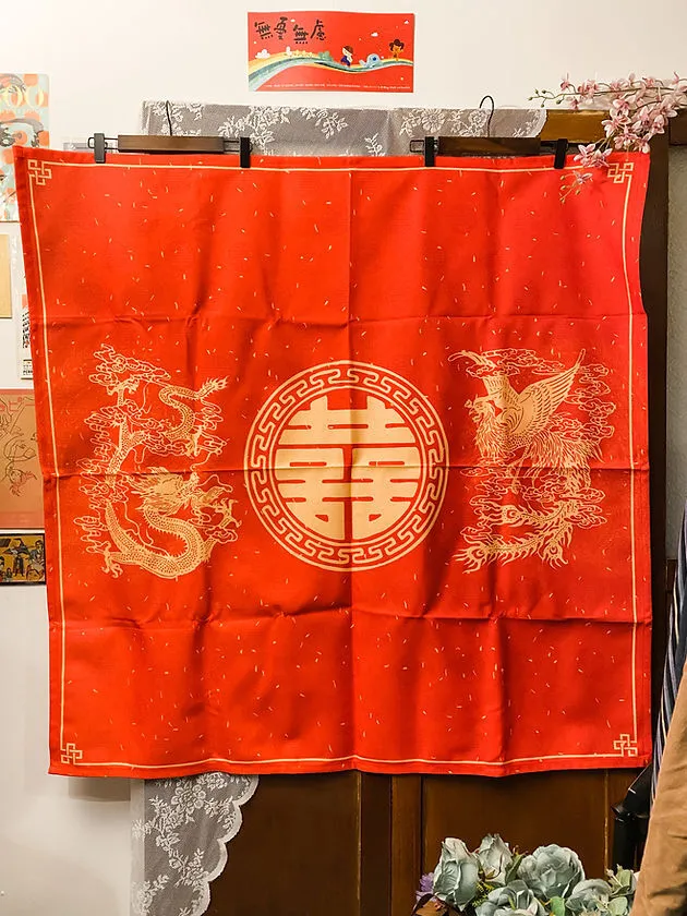 中式上頭紅枱布 04