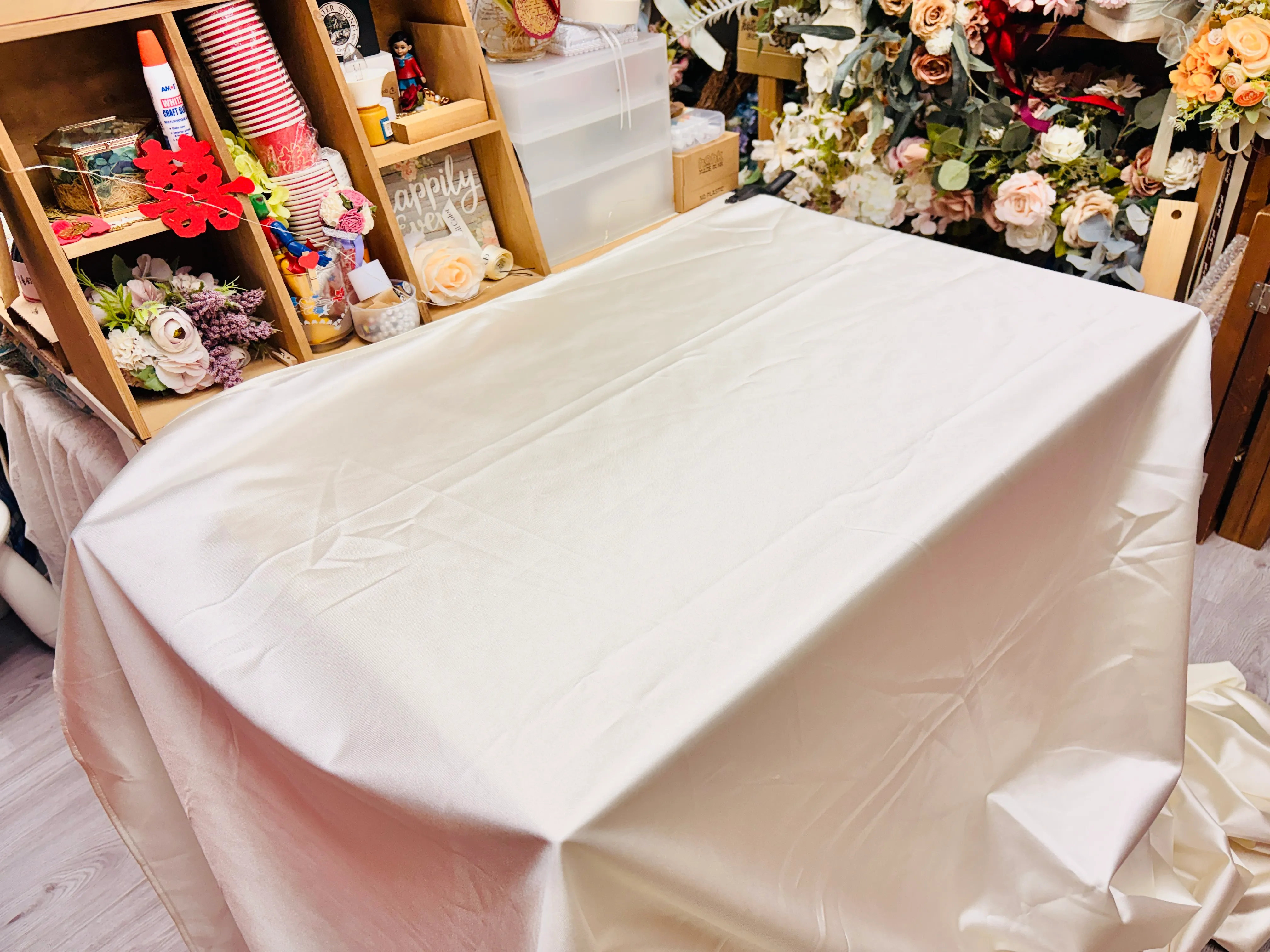 珍珠米色絹面枱布 (2)