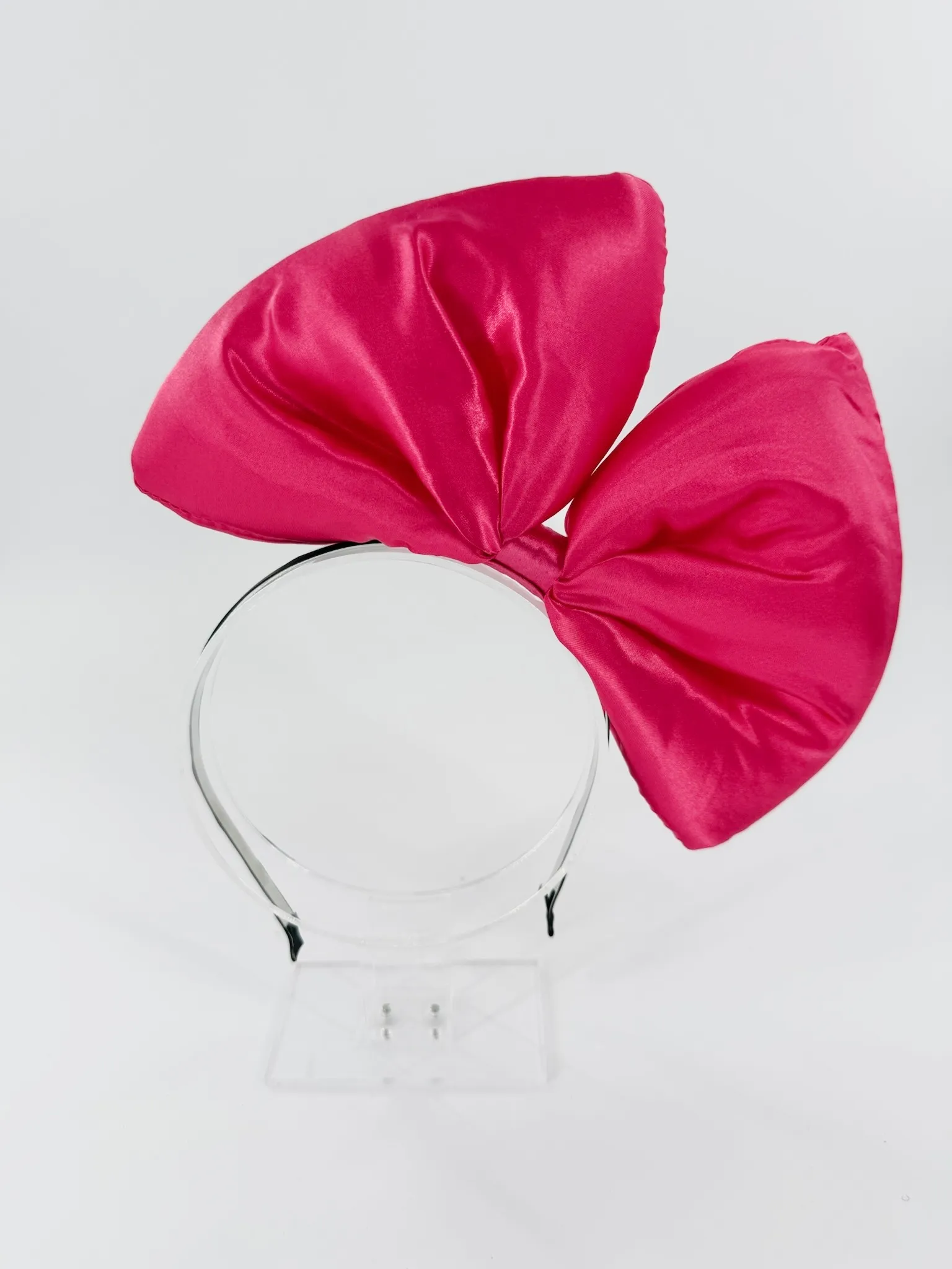 Oversized Pink Satin Bow Headband