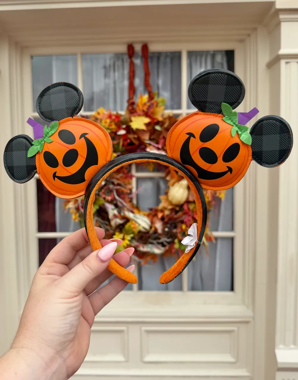 Mickey Pumpkin Jack-O-Lantern Ear Headband (Black)