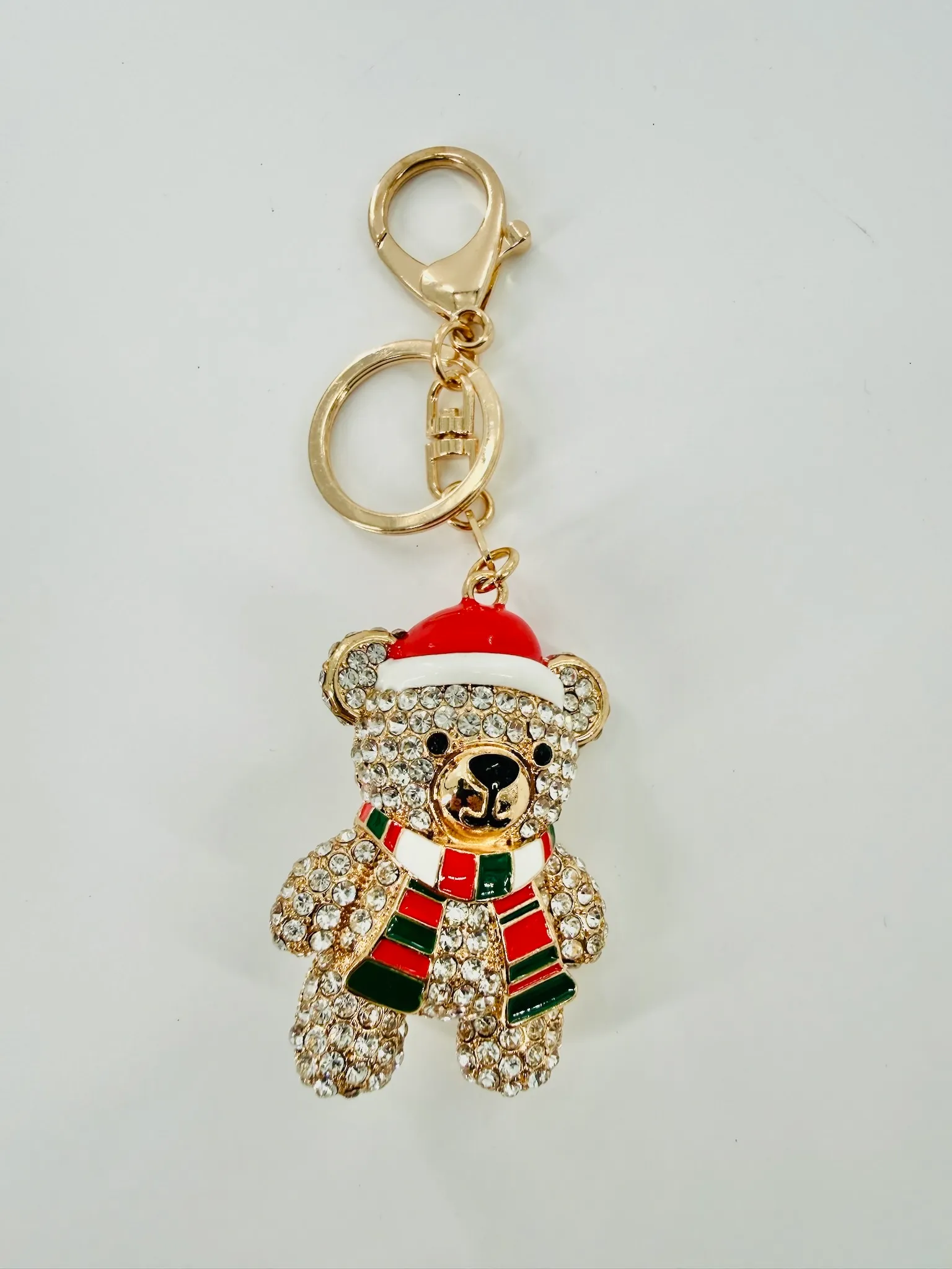 Piper K Christmas Santa Teddy Bear Keychain