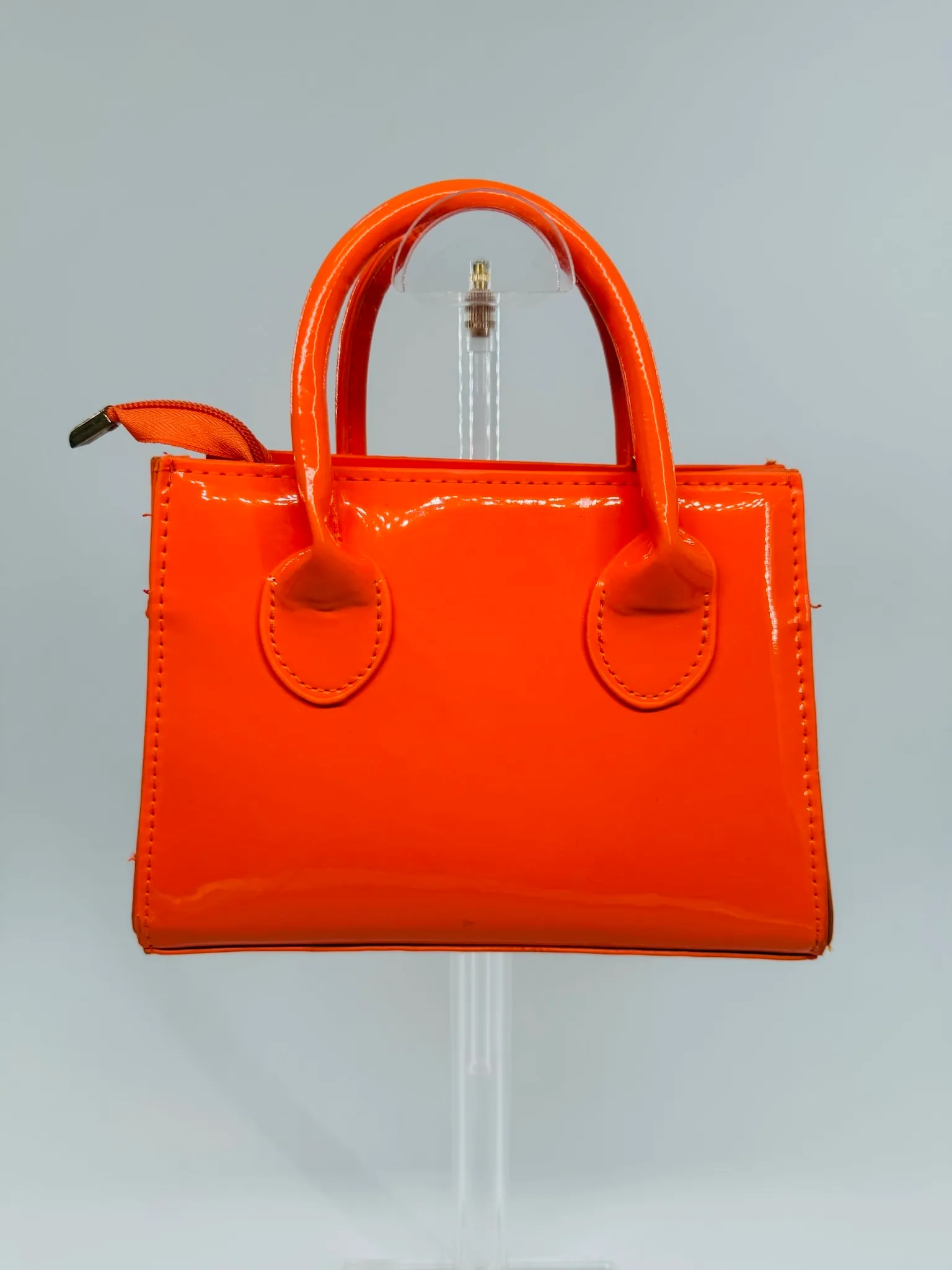 Patent Leather Handbag Shiny Clutch Purse Mini Shoulder Bag - Orange
