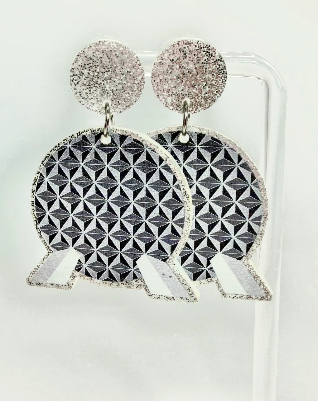 Silver Spaceship Earth Dangle Earrings - Mommin with the Mouse