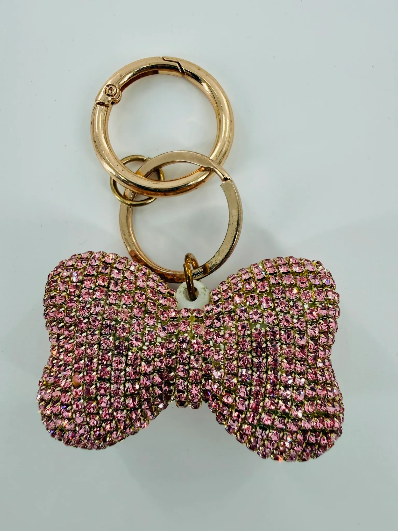 Pink Sequin Bow Keychain