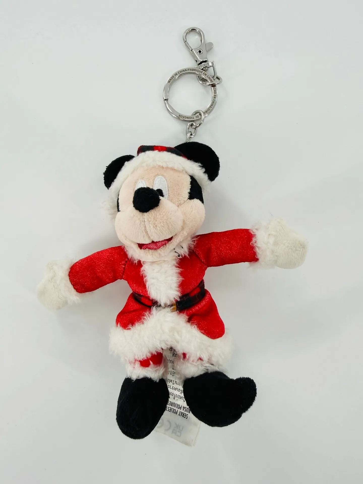 Santa Mickey Plush Keychain