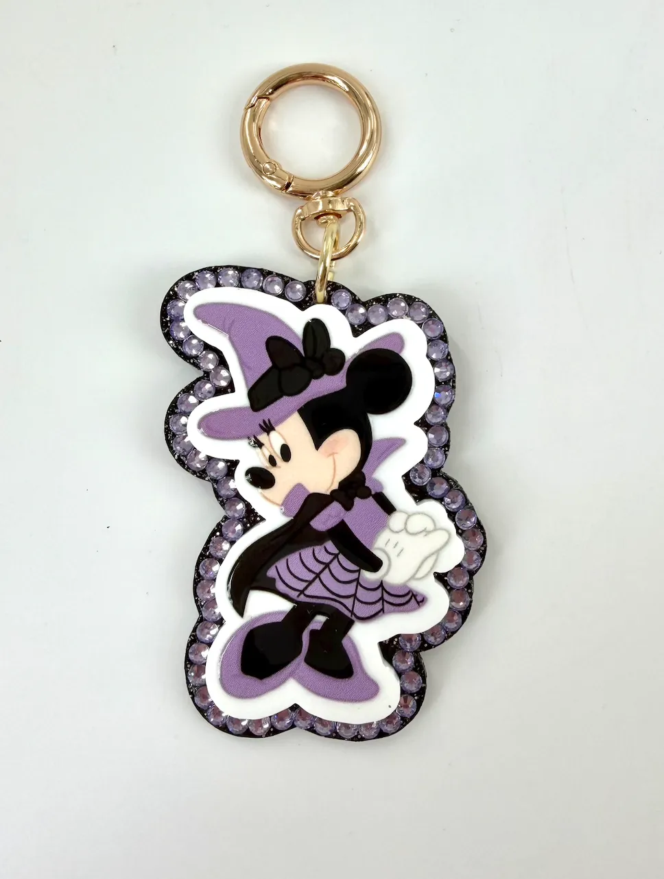 Purple Minnie Mouse Witch Halloween Crystal Bag Charm - Aden & Louise