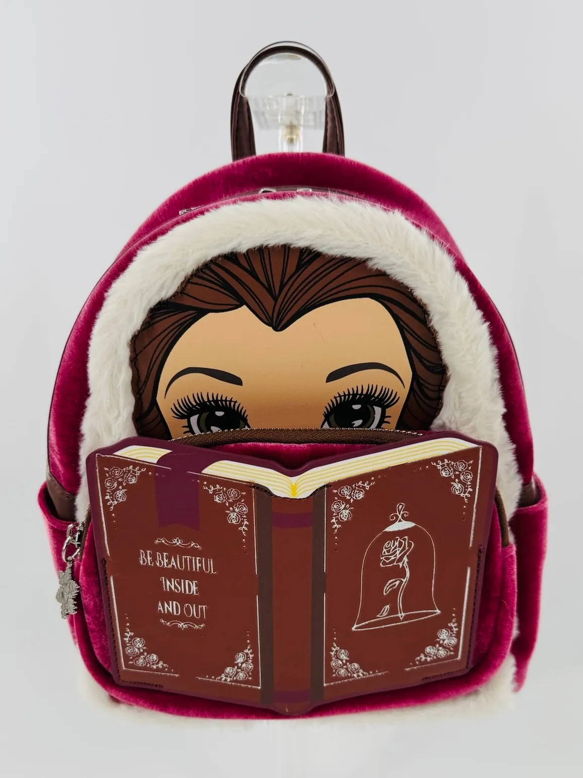 Loungefly Disney Plush Pink Belle Princess Book Mini Backpack