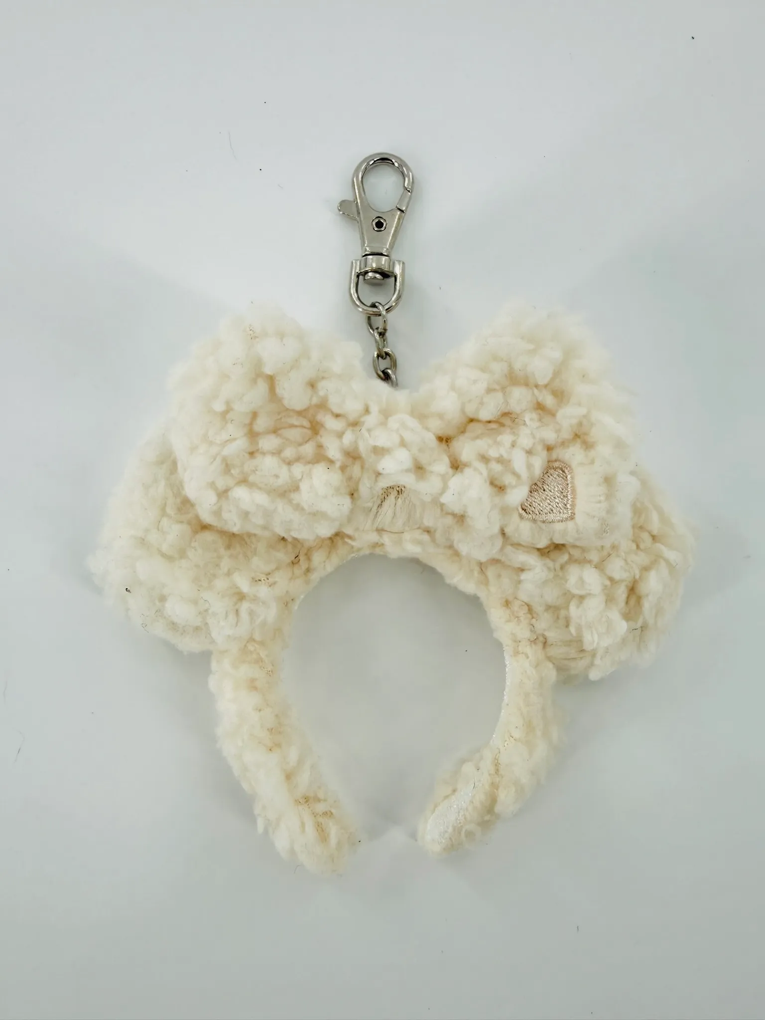 White Sherpa Minnie Mouse Ears Bag Charm