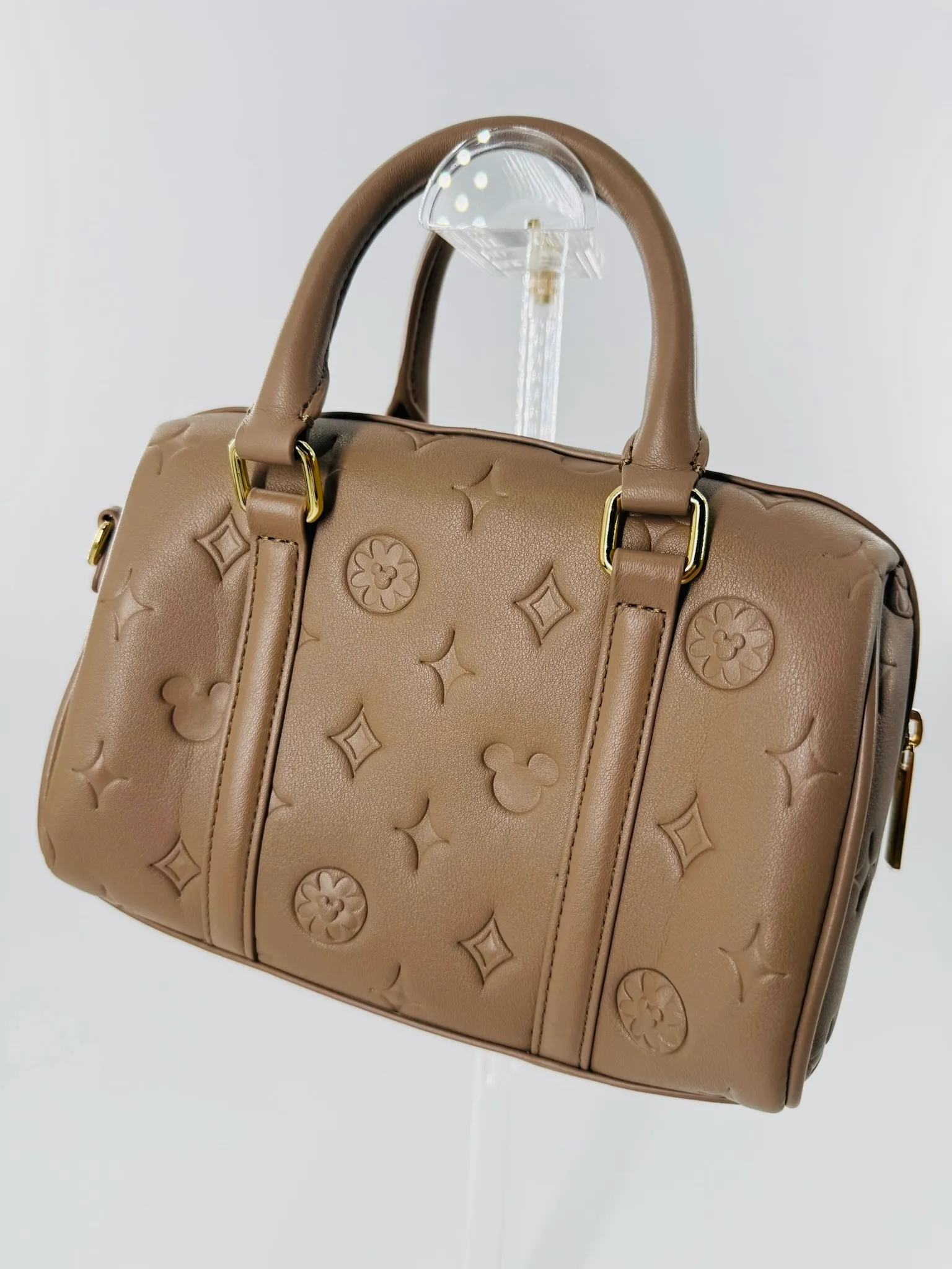 Aden+Louise Brown Signature Mini Duffle Bag and Strap