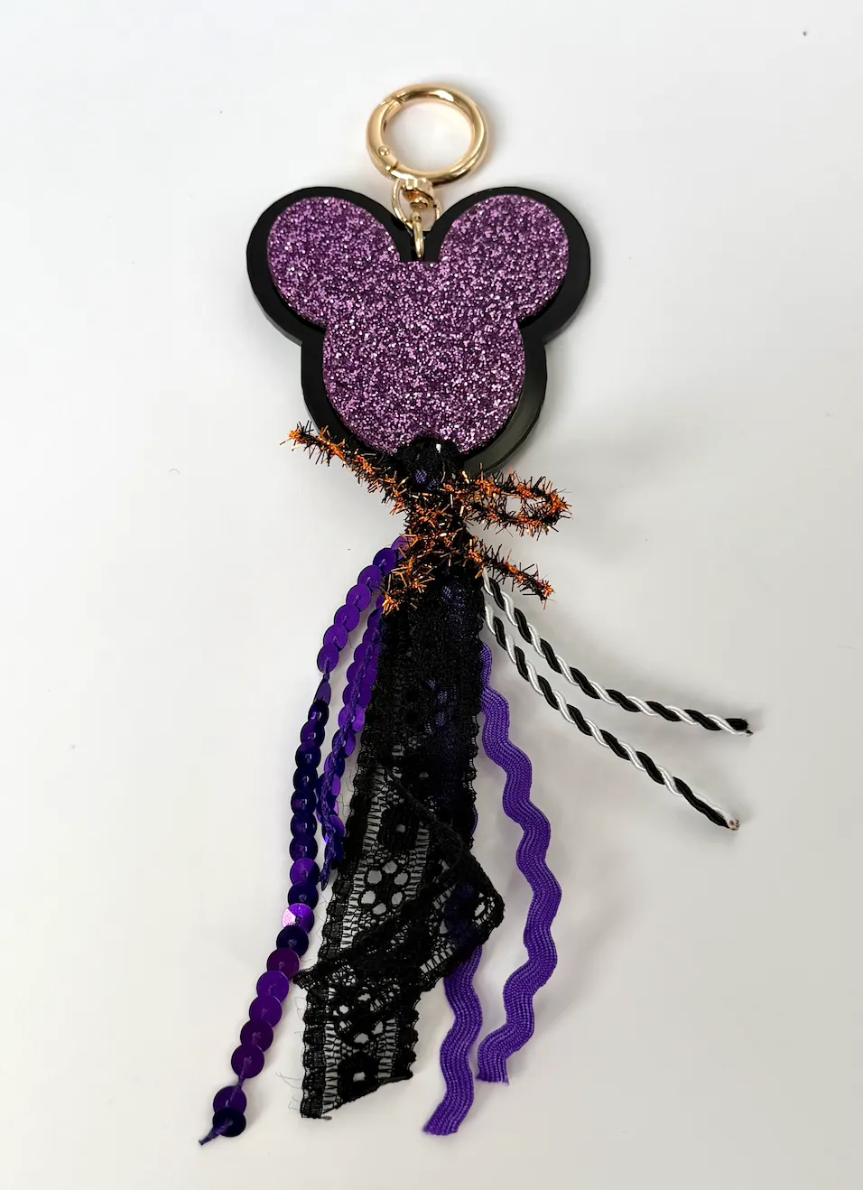 Purple Mickey Ribbon Halloween Crystal Bag Charm - Aden + Louise
