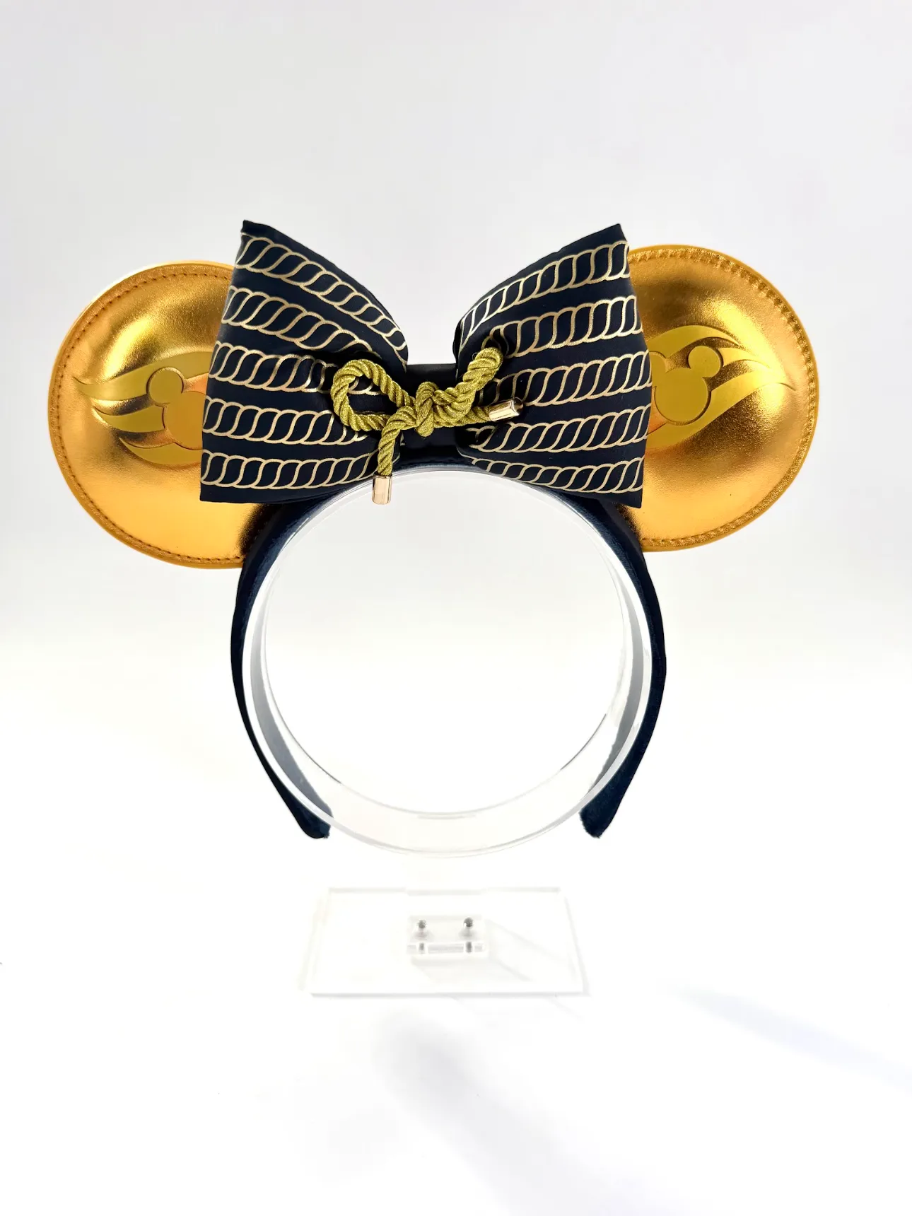 Gold & Navy Rope Bow Minnie Mouse Ears Headband - Disney Cruise Line