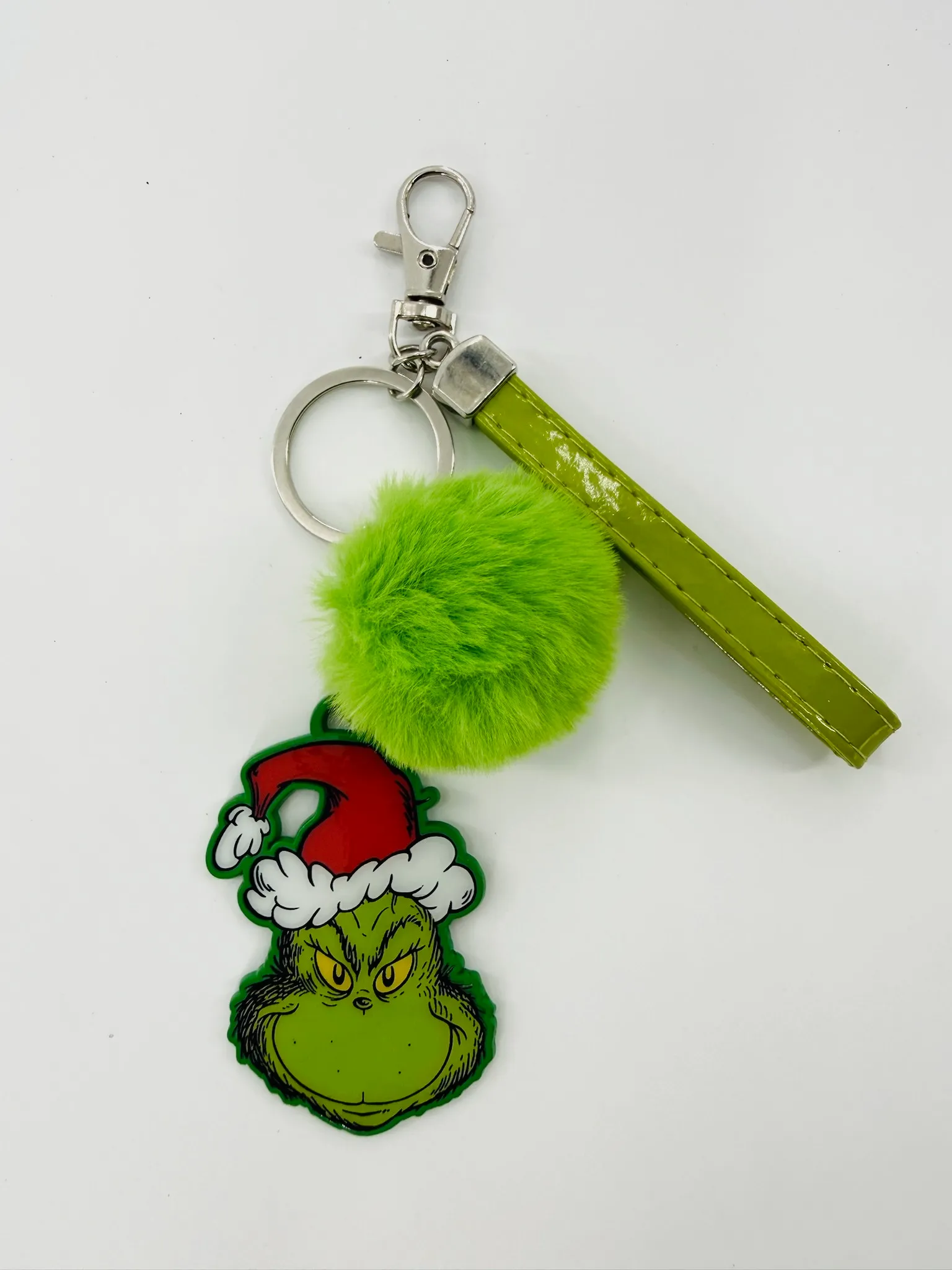 Grinch Zinc Alloy Keychain with Green Pom Pom