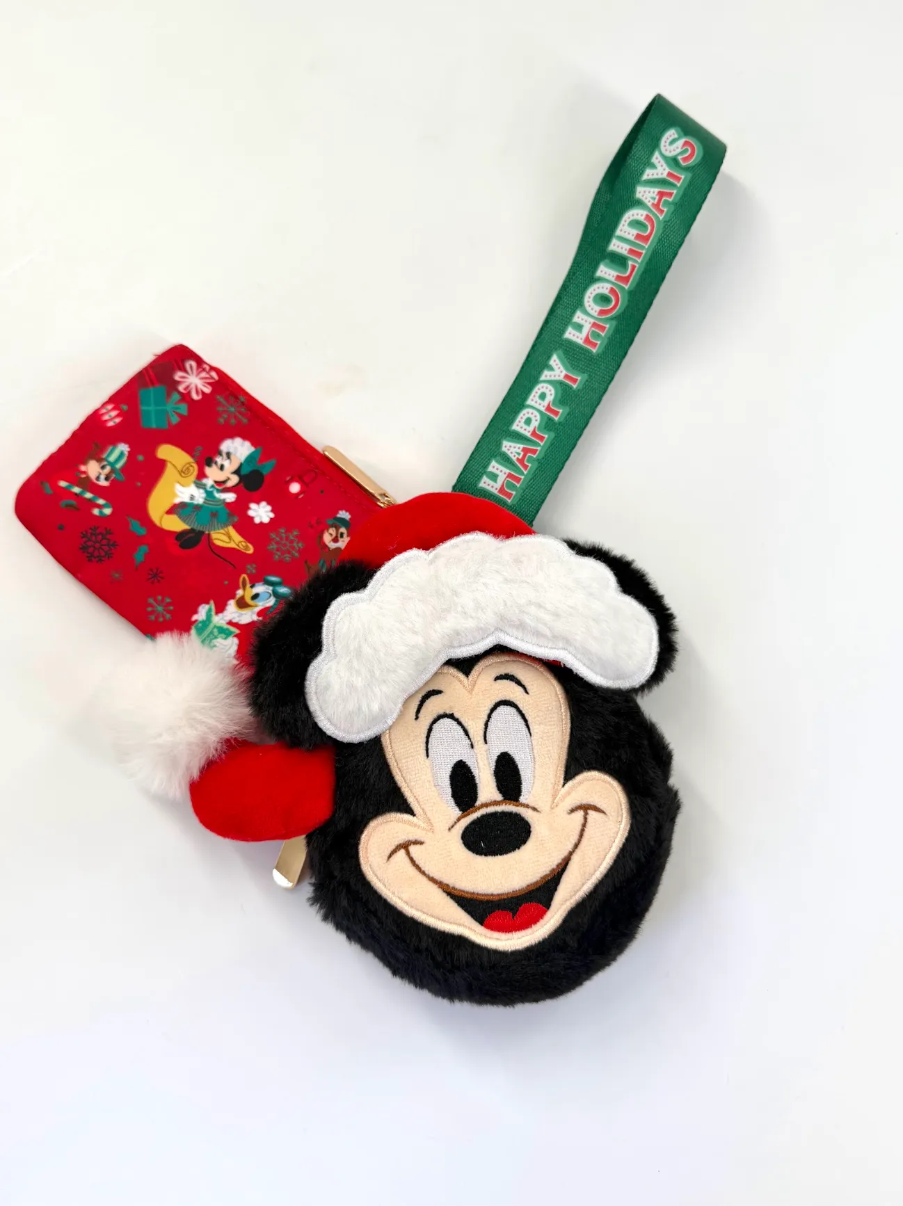 Santa Mickey Mouse Plush Wristlet Purse and Coin Purse Set