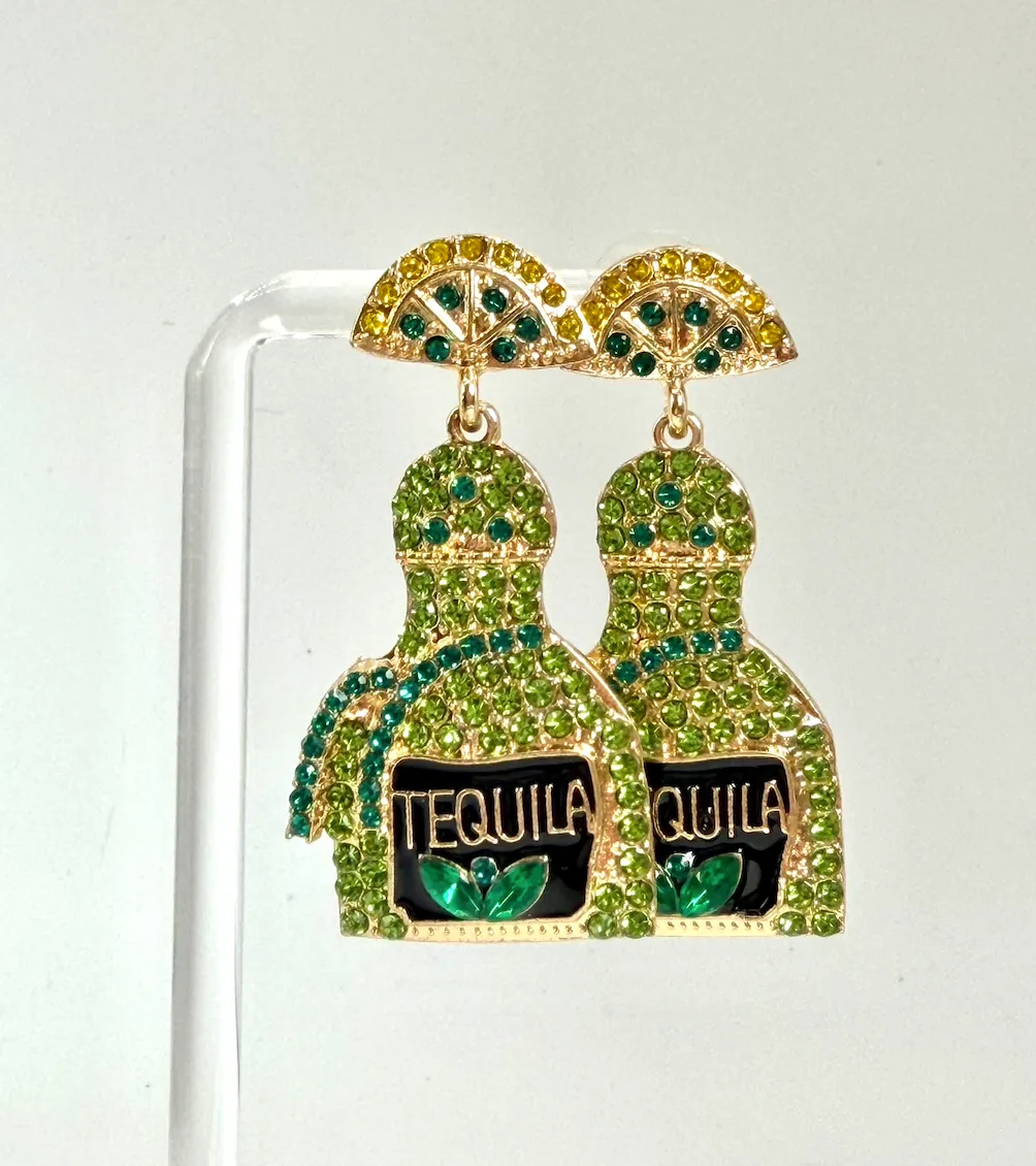 Rhinestone Tequila Dangle Earrings
