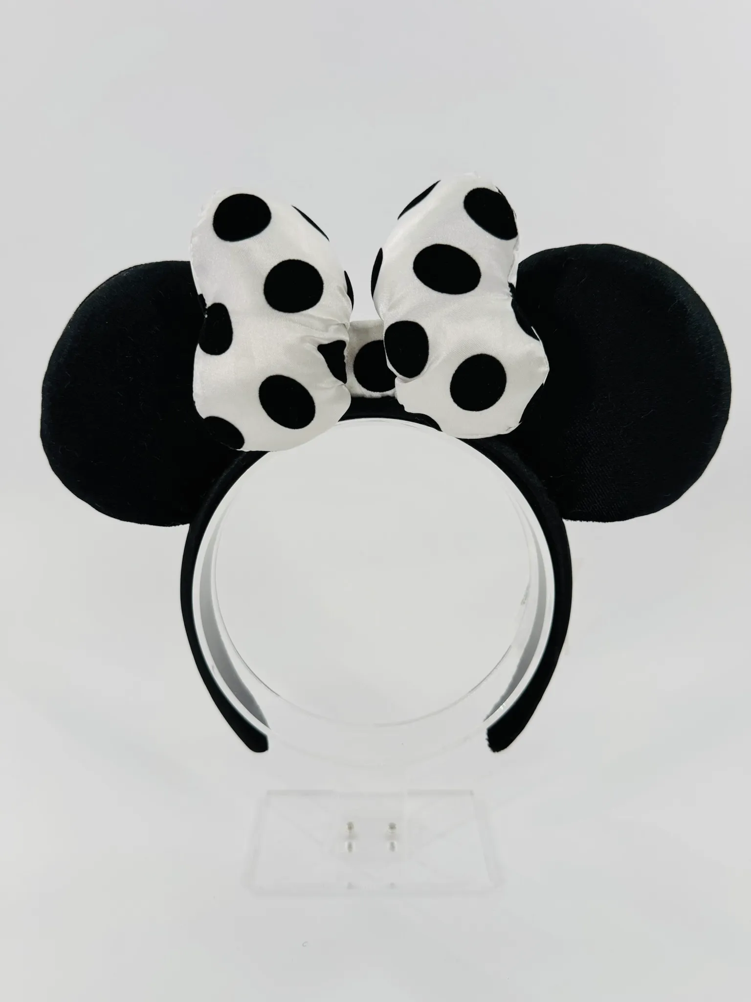 White and Black Polka Dot Minnie Mouse Ears Headband