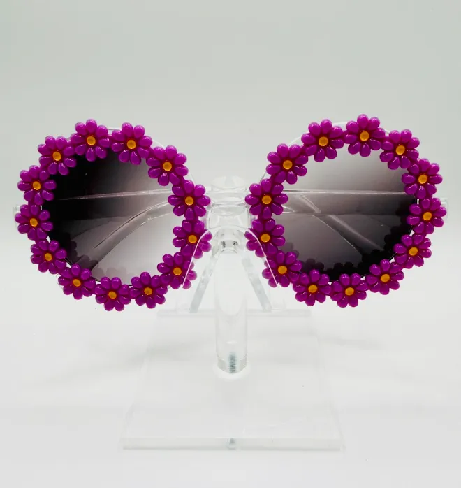 Round Purple Flower Sunglasses