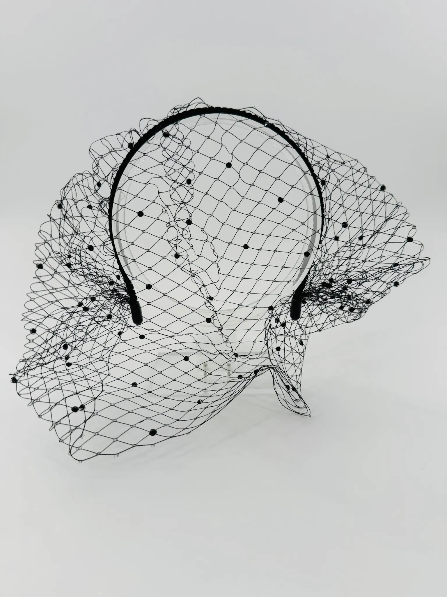 Black Mesh Veil Headband
