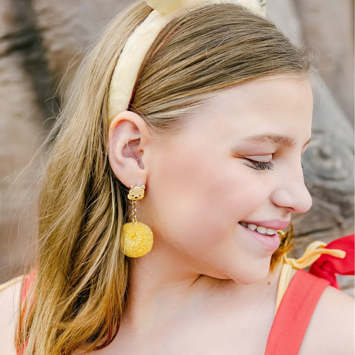 Winnie the Pooh Pom Pom Earrings