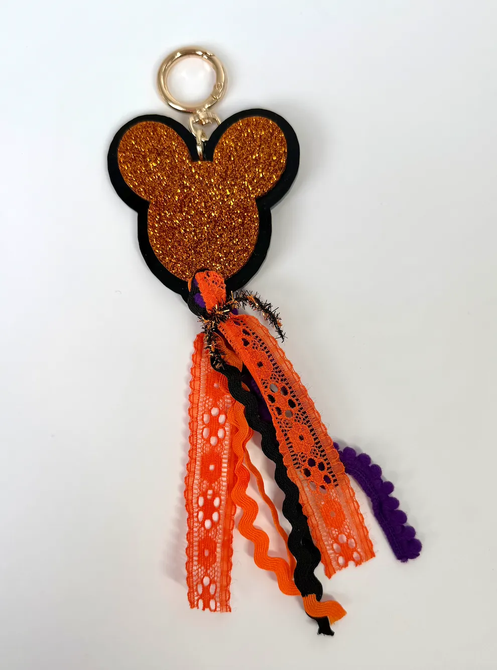 Orange Mickey Ribbon Halloween Crystal Bag Charm - Aden + Louise