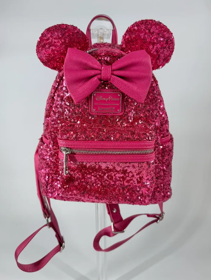 Loungefly Minnie Mouse Colour Story Magenta Sequin Mini Backpack