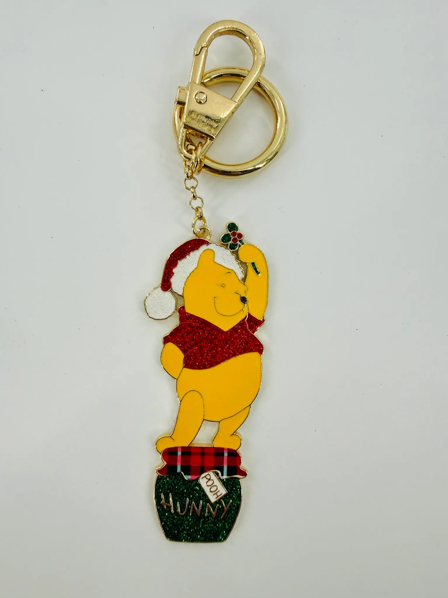 Disney Baublebar Holiday Winnie the Pooh Wearing Santa Hat Keychain
