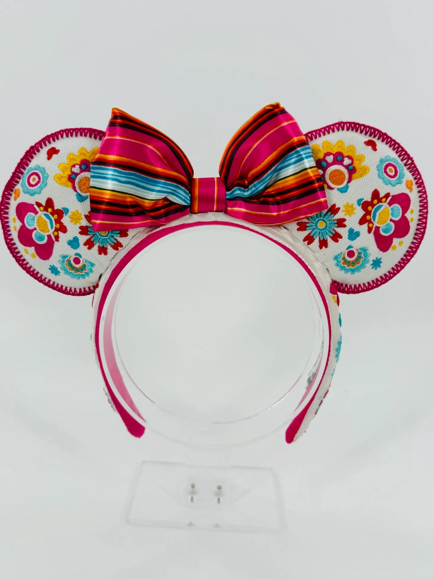 Disney Parks EPCOT Mexico Showcase White Floral Minnie Ears Headband