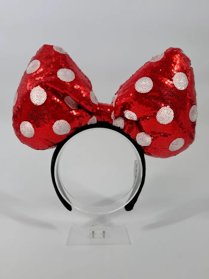 Oversized Red Sequin Bow Ears Headband
