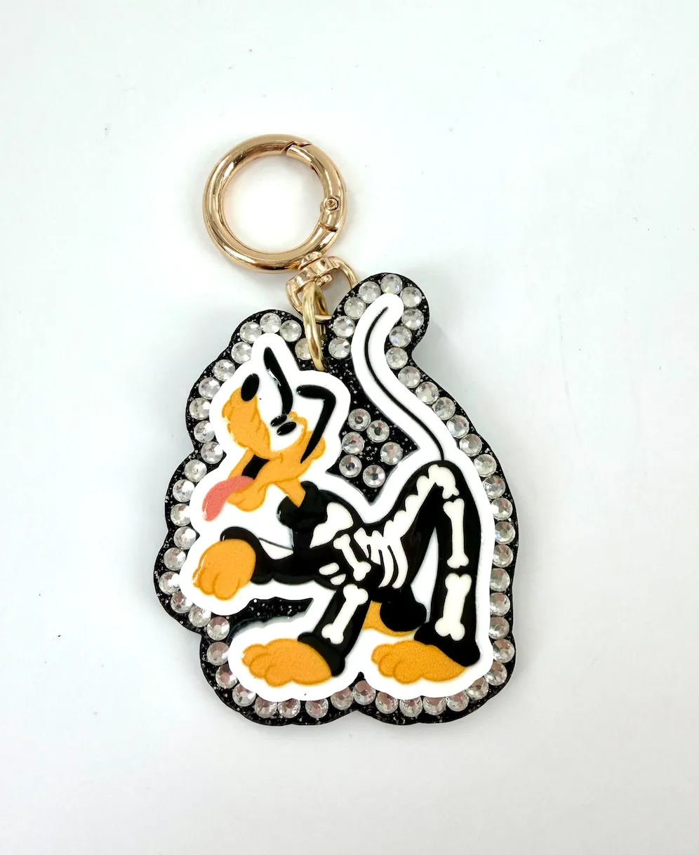 Pluto Skeleton Halloween Crystal Bag Charm  - Aden  Louise