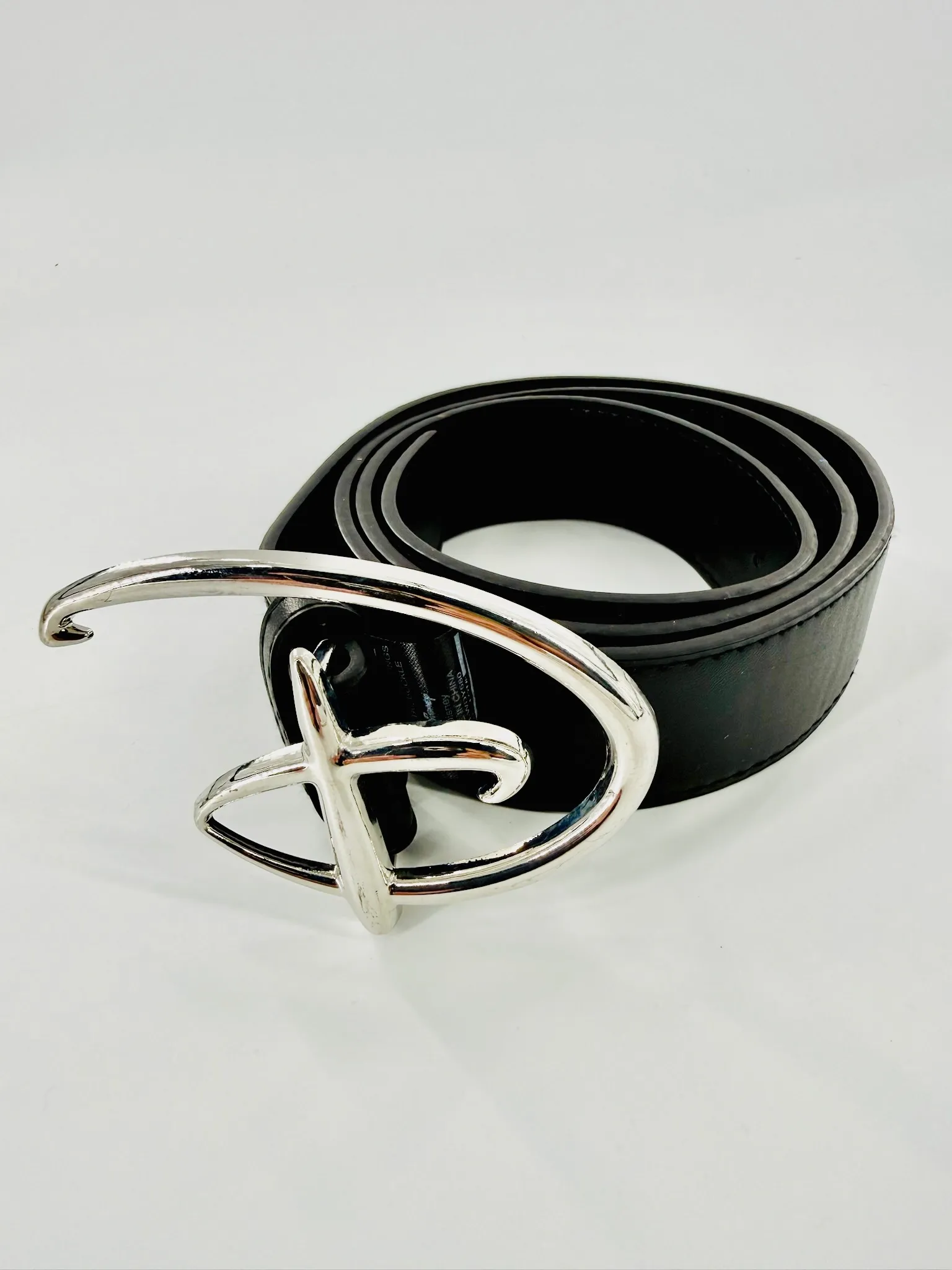 Disney Signature "D" Logo Silver Cast Buckle Belt