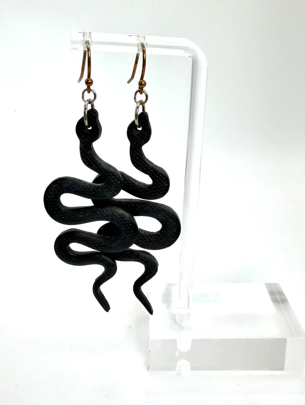 Black Snake Dangle Earrings