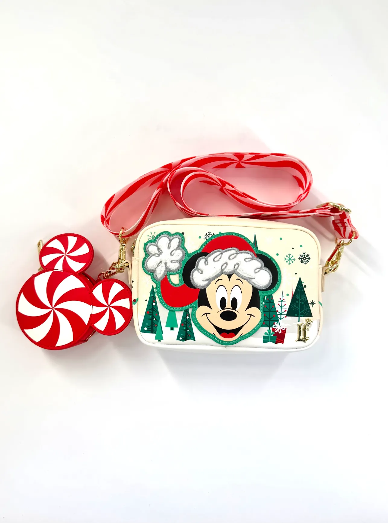 Santa Mickey Mouse Holiday Crossbody Bag and Coin Purse Set - Loungefly