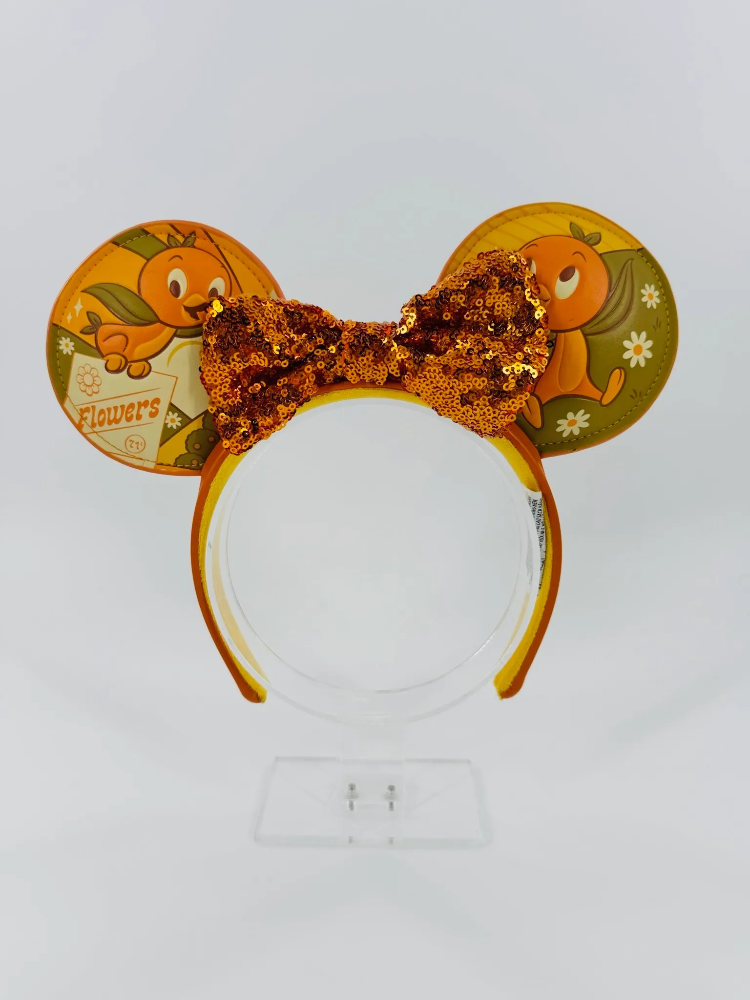 Disney Parks Flower & Garden Sequin Bow/Orange Bird Ears Headband 2024