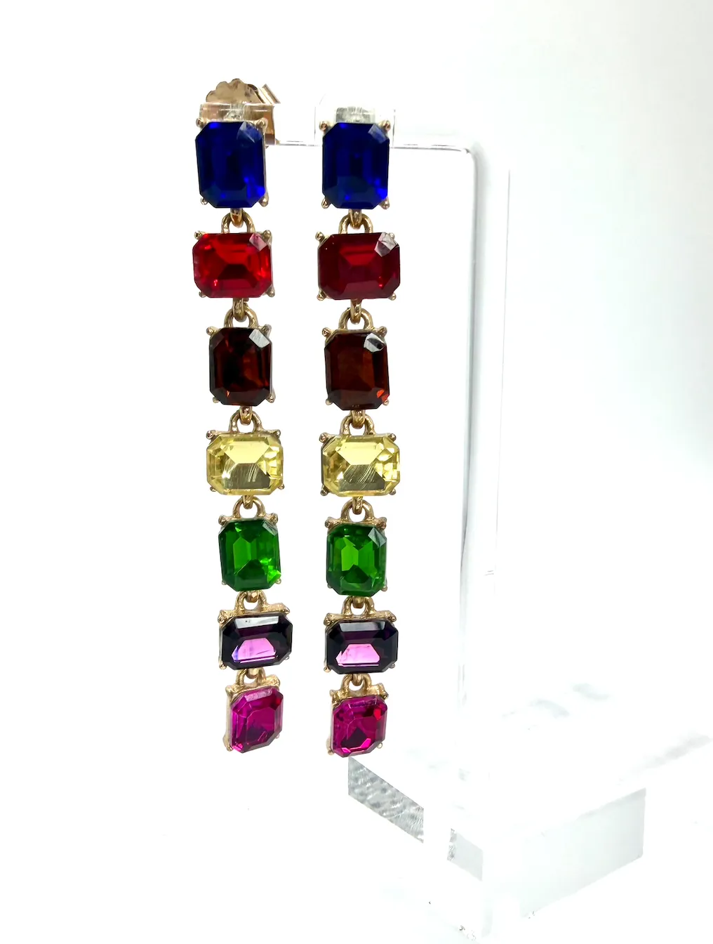 Multi Color Gem Drop Earrings