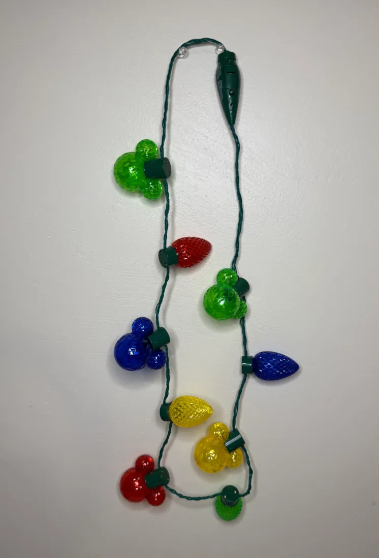 Disney Parks 2025 Mickey Mouse Icon Colored Christmas Light up Glow Necklace