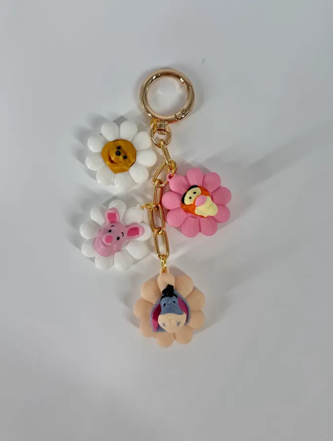 Winnie the Pooh Floral Bag Charm - Made by Magic Designs 