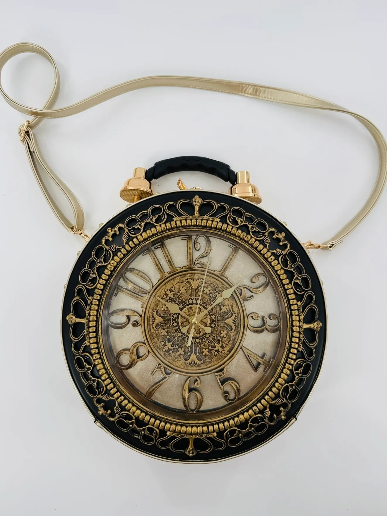 Women PVC Clock Shaped Handbag Crossbody Shoulder Bag Clock Purse