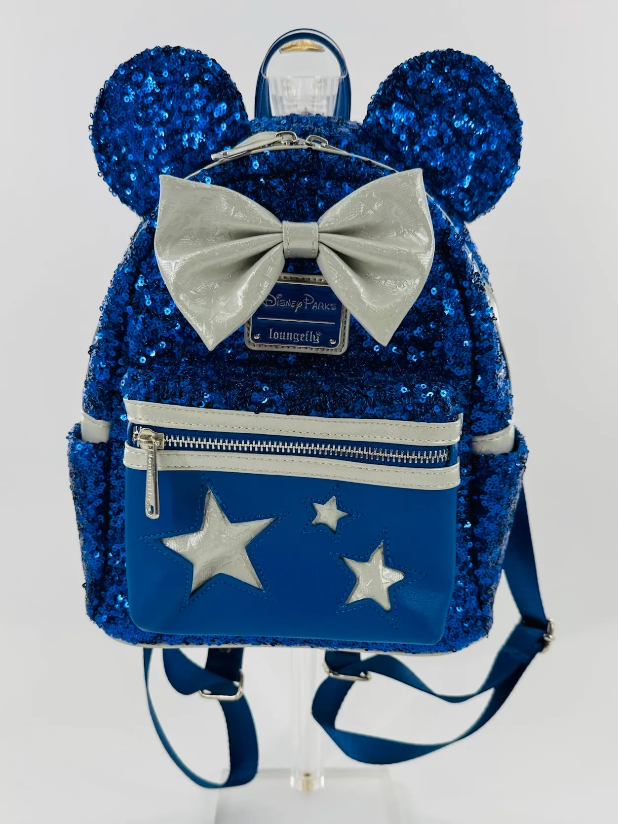Disney Parks Loungefly Mini Blue Sequin Make A Wish Silver Stars 